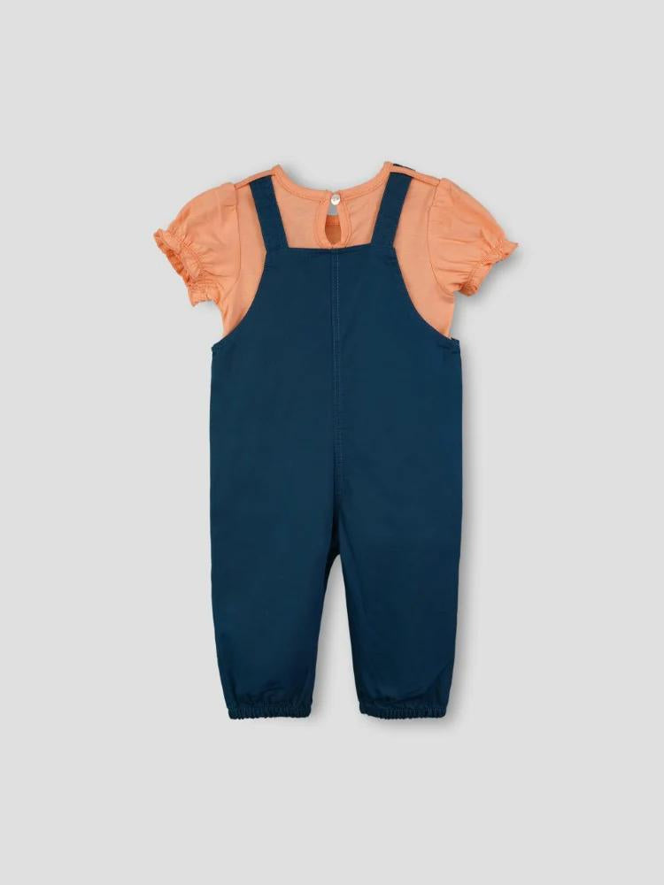 Dark Blue and Peach Dungaree Set for Kids: Stylish and Comfortable