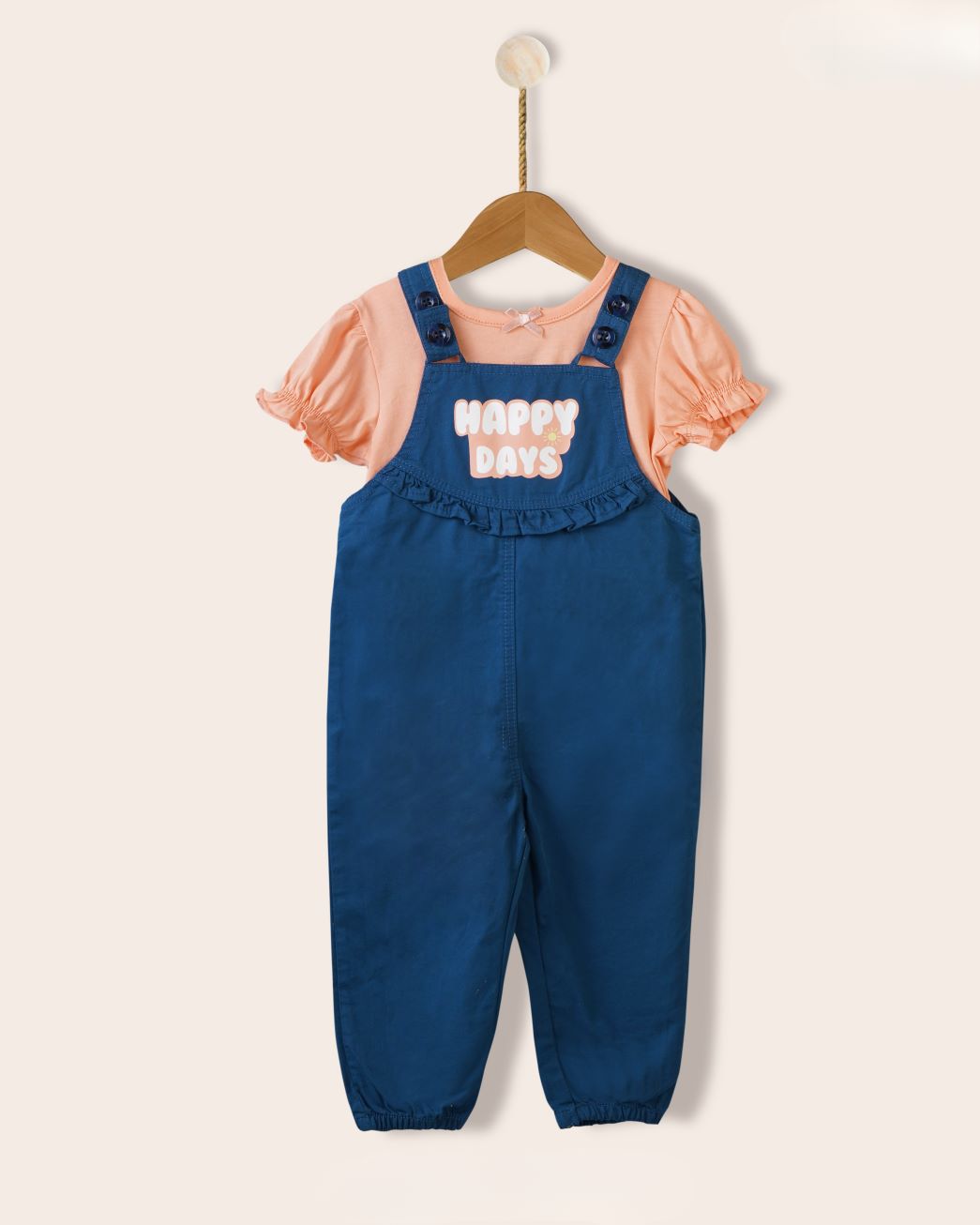 Dark Blue and Peach Dungaree Set for Kids: Stylish and Comfortable