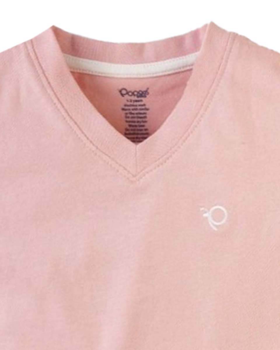 Cute Strawberry Pink V-Neck T-Shirt for Kids: Stylish and Versatile