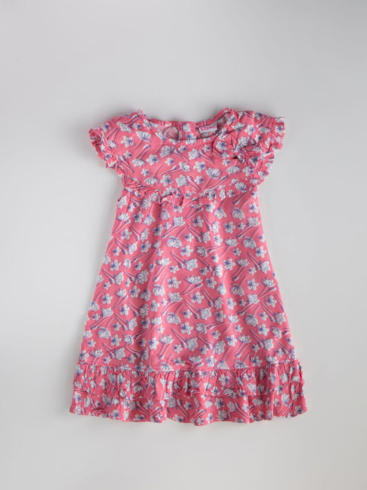 Floral Delight: Adorable Pink Dress for Girls